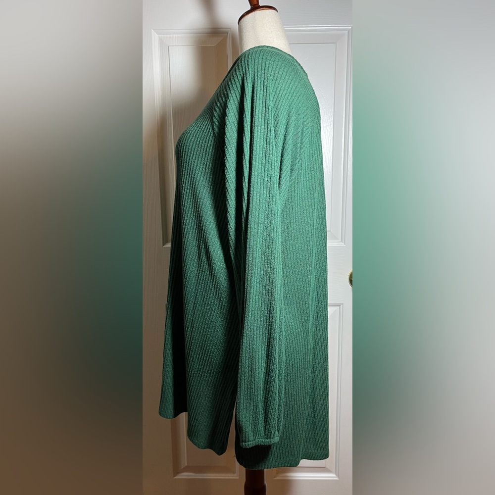 Lane Bryant Green Ribbed V-Neck Tunic Top Plus Size 18/20 - Picture 3 of 12